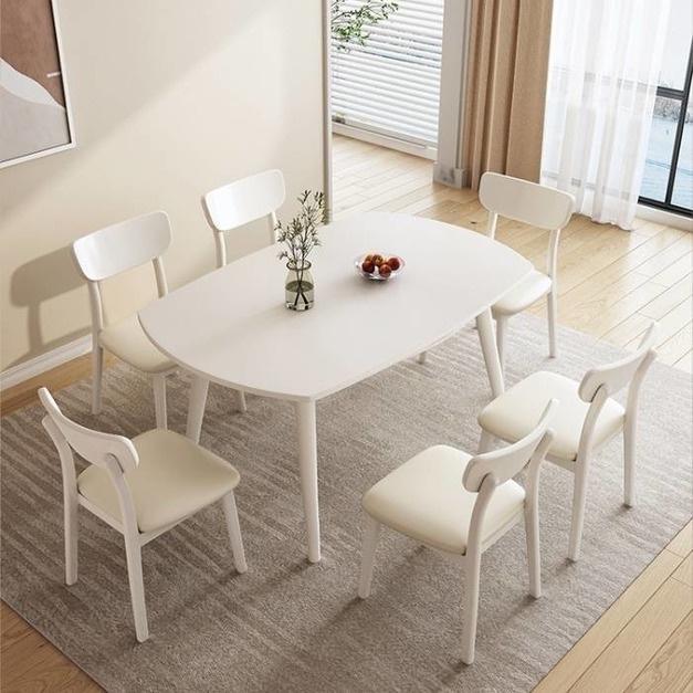 奶油風創意客餐廳傢俱岩板餐桌