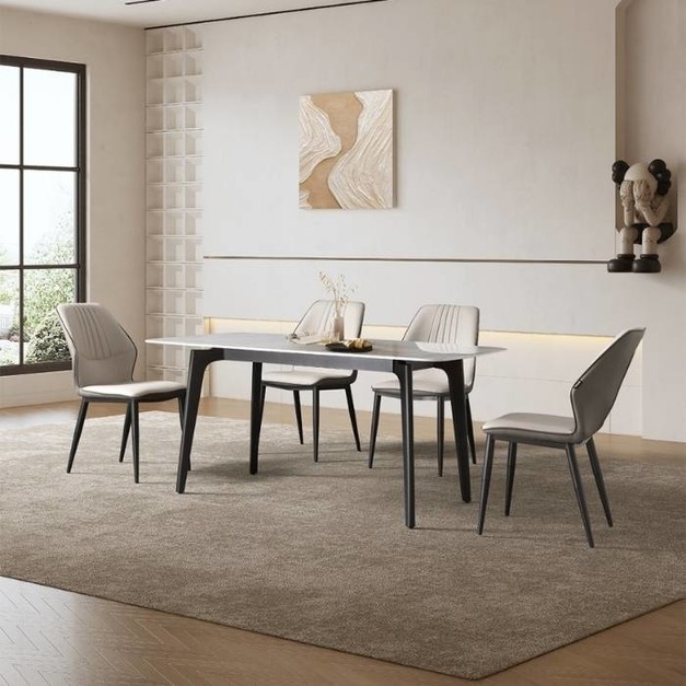 【哥斯圖系列】12mm微晶石餐桌 意式極簡風大小戶型長方形餐桌