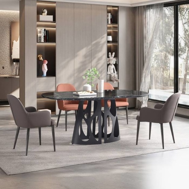 【羅伯卡特系列】設計師款-Tatlin 極簡個性餐廳家用普拉達綠人造大理石餐桌 