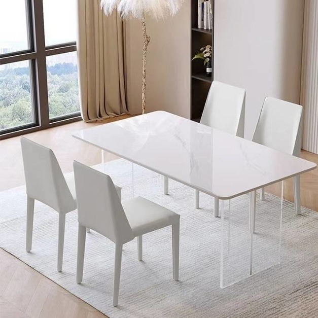 臻享家甄選  懸浮餐桌 網紅ins風個性亞克力餐桌極簡創意亮光岩板餐臺