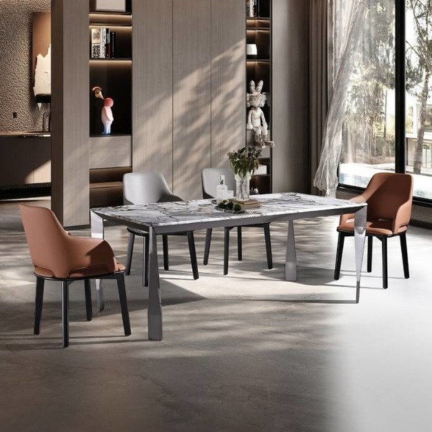 【羅伯卡特系列】極簡風格 餐廳家用叢林魅影人造大理石長餐桌