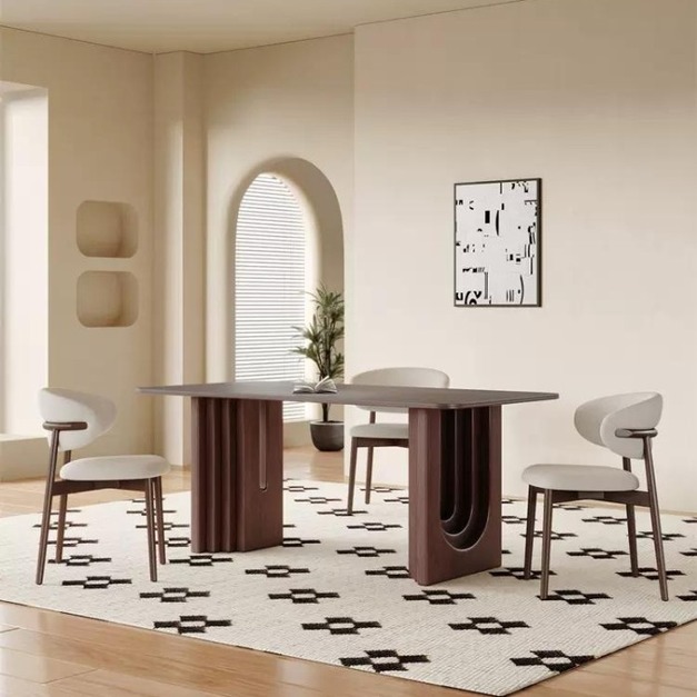 【摩登奢居系列】中古風系列 簡約舒適布藝軟包休閒椅家用餐廳靠背餐椅