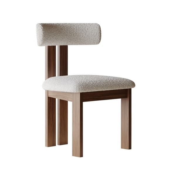 【雲貝蓓系列】中古風天鵝絨軟包舒適靠背椅簡約實木餐椅