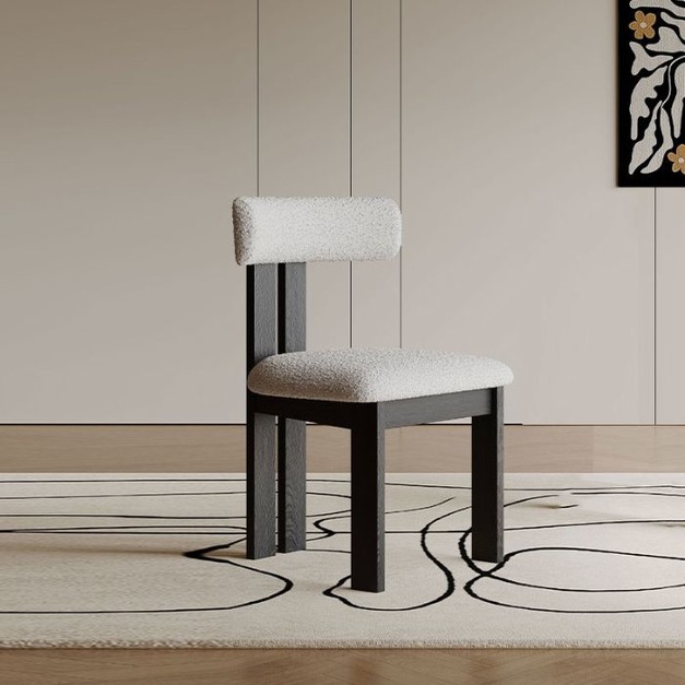 【雲貝蓓系列】中古風天鵝絨軟包舒適靠背椅簡約實木餐椅