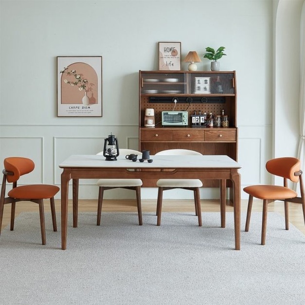 【摩登奢居系列】中古風系列 復古簡約皮藝軟包休閒椅餐廳無扶手靠背餐椅