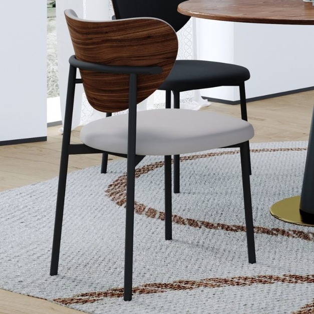 【摩登奢居系列】意式極簡風無扶手餐椅 家用餐廳休閒貓抓皮椅子