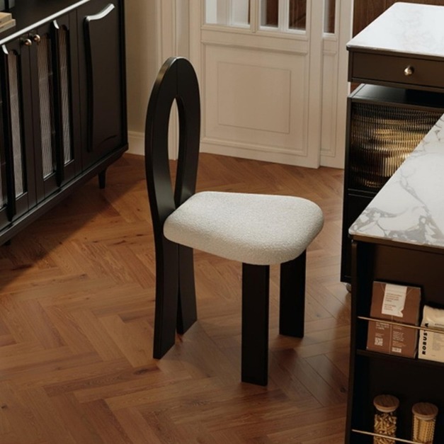 中古風系列 創意無扶手餐椅餐廳泰迪絨軟包坐墊椅 S302#-91