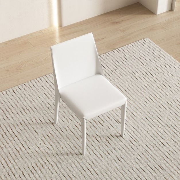 極簡風格 家用皮藝餐椅 餐廳椅子靠背椅咖啡廳馬鞍皮餐椅（白色）