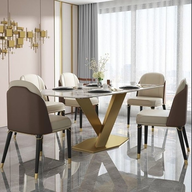 輕奢風格餐椅 餐廳雙靠背皮藝椅子（米白+深咖）