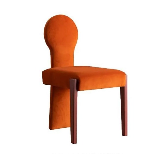 【減色系列】中古風系列絨布單椅 舒適家用餐廳白蠟木布藝軟包餐椅