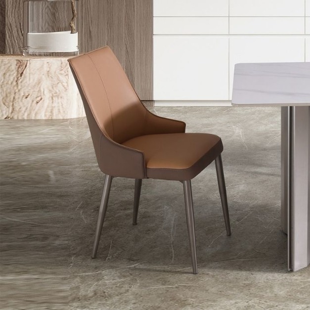 【哥斯圖系列】意式極簡風無扶手椅子 簡約家用餐廳皮藝軟包餐椅