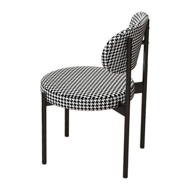 【摩登奢居系列】 極簡風家用餐椅簡約舒適軟包千鳥格棉麻布椅子