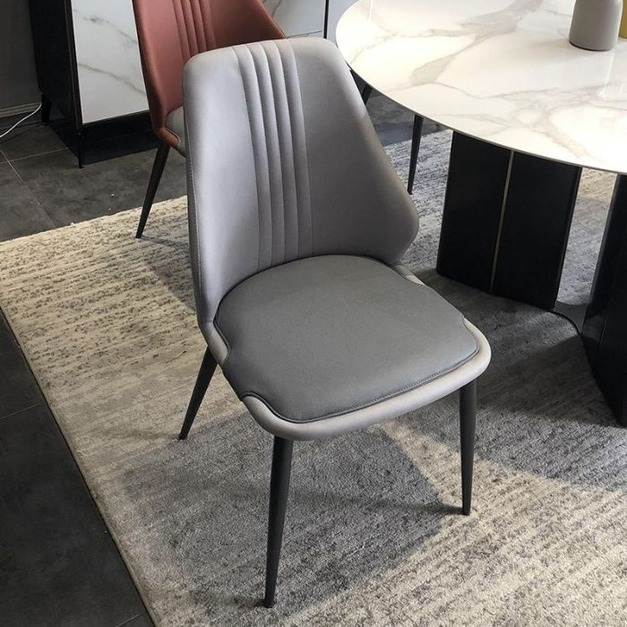 極簡新款餐椅 家用靠背椅創意網紅科技布餐椅（灰色）