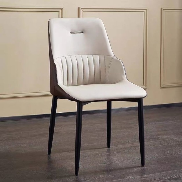 意式極簡家用餐廳西皮軟包靠背餐椅