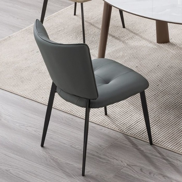 意式極簡家用餐廳西皮軟包無扶餐椅