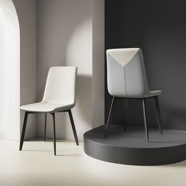 意式極簡西皮餐椅軟包休閒靠背簡約凳子