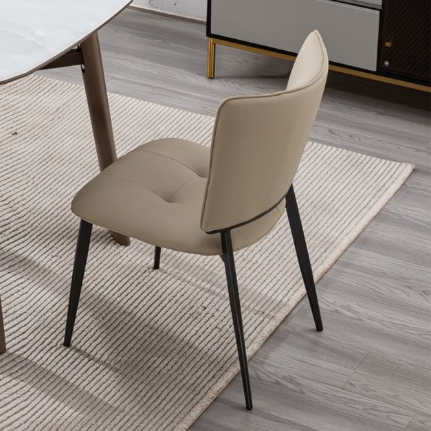 意式極簡家用餐廳西皮軟包無扶餐椅