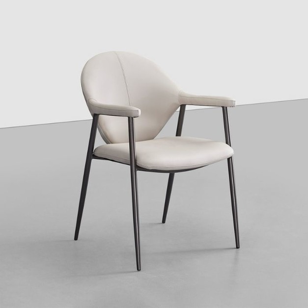 【羅伯卡特系列】極簡風格軟包餐椅 簡約餐廳家用PU皮扶手餐椅