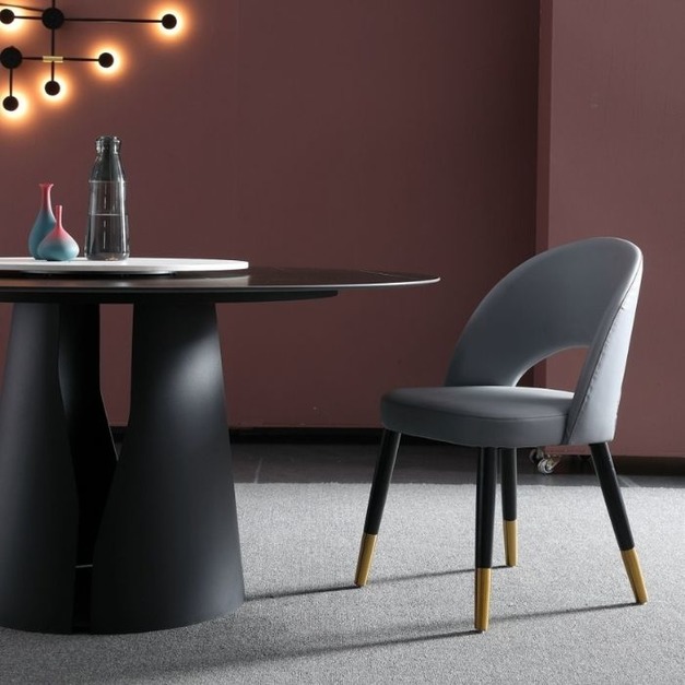 輕奢餐椅組合 後現代客廳五金餐椅 休閒實木餐椅