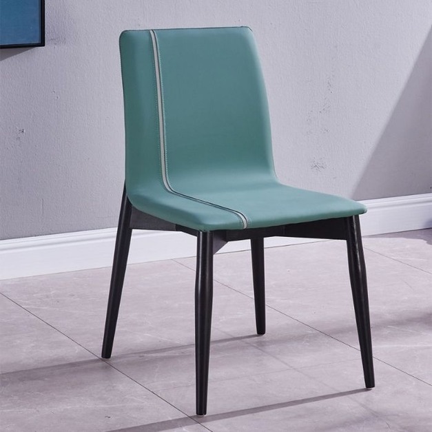 極簡風格 靠背休閒椅餐廳餐椅皮藝靠背椅（果綠色）