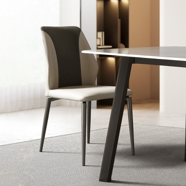 【哥斯圖系列】意式極簡風格椅子 家用餐廳軟包西皮無扶手餐椅