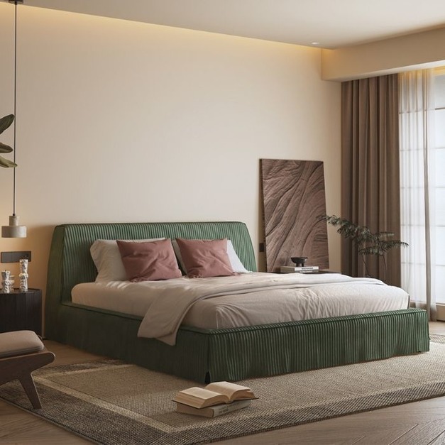 【幾閱家系列】 悅己系列意式極簡絨布雙人大床簡約舒適臥室床 #约瑟床