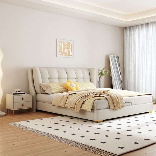 【萊典系列】創意個性設計防貓抓設計貓抓皮臥室軟靠雙人床