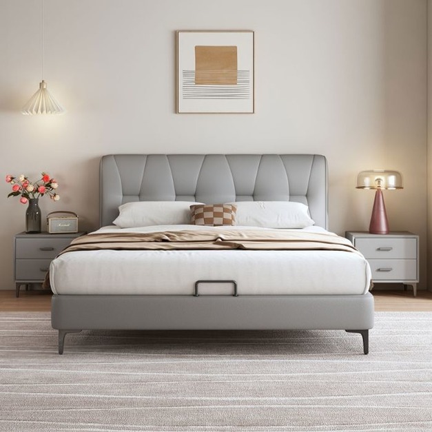 隨心配優選【萊典系列】 極簡風格齊邊齊尾 臥室家用模擬皮雙人床