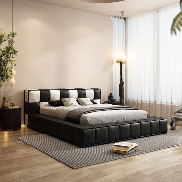 【幾閱家系列】 悅己系列意式極簡矽膠皮雙人大床簡約舒適臥室床