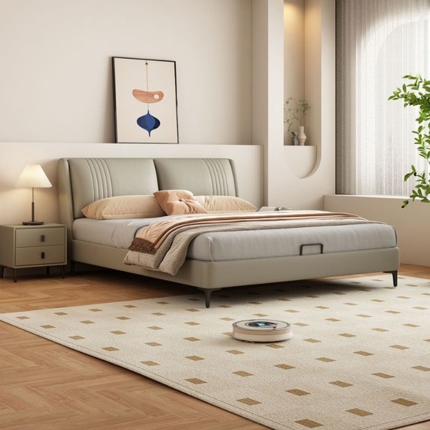 【萊典系列】極簡風格 簡約皮床模擬皮 舒適ins網紅高檔主臥雙人床