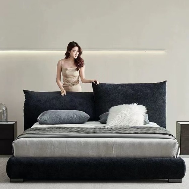 【NLOOK系列】設計師款-Standard花瓣床 極簡絨布落地功能雙人床