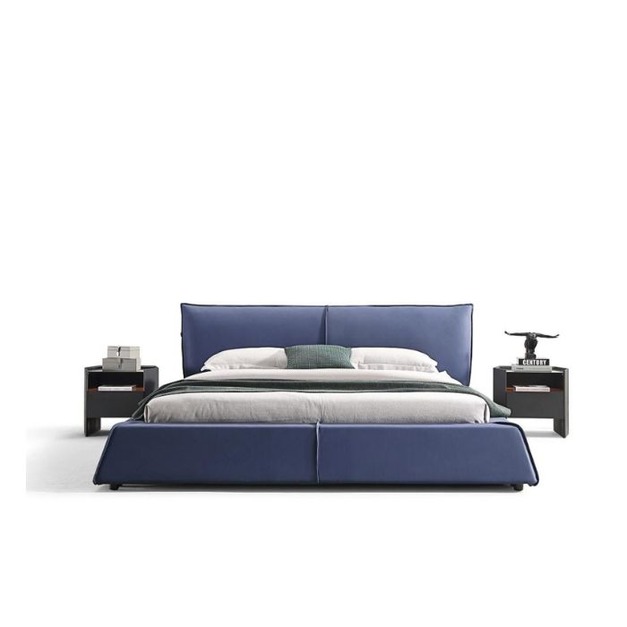 【NLOOK系列】設計師款-巴黎床 意式極簡主卧磨砂真皮舒適軟靠大床