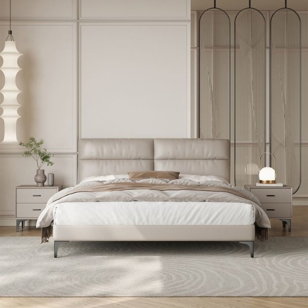 【野樂安居系列】意式極簡風格 主臥次臥貓抓科技皮軟包床頭雙人床