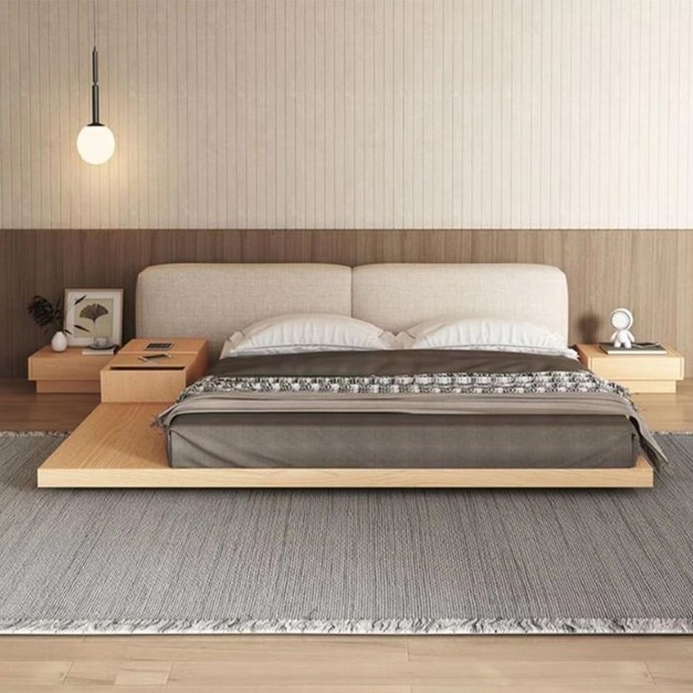 【減色系列】侘寂風 簡約臥室帶抽屜雙人床家用實木大床