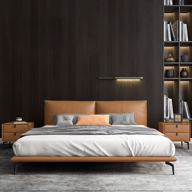 【雲貝蓓系列】雲易系列 簡約時尚生態真皮雙人床舒適臥室極簡羽絨軟床