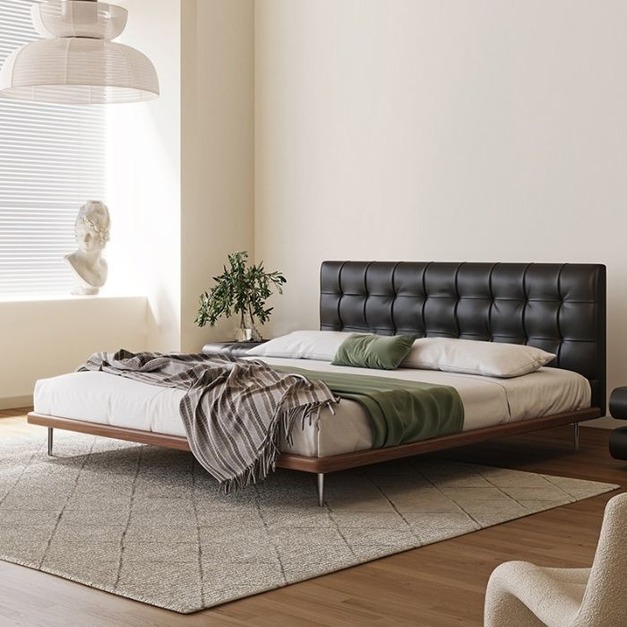 【雲貝蓓系列】極簡風華夫格皮床 臥室簡約納帕真皮雙人床