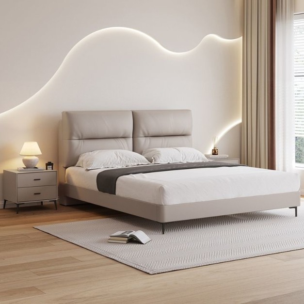 【摩登奢居系列】意式簡約舒適貓抓皮軟包床極簡臥室齊邊齊尾床雙人床