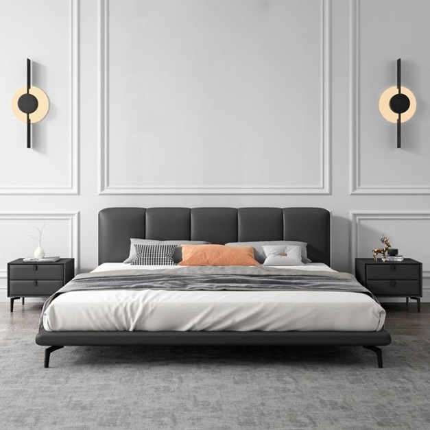 【雲貝蓓系列】意式極簡風格臥室皮藝俄羅斯落葉松成人床（納帕真皮）