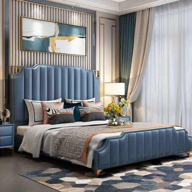 【萊典系列】後現代簡約輕奢床 模擬皮軟包舒適雙人床