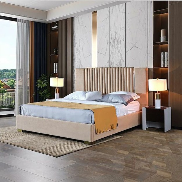 【NLOOK系列】港式輕奢舒適磨砂布雙人床簡約臥室軟靠大床