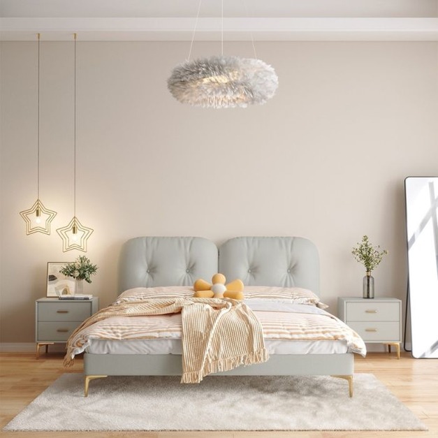 【心愛之家系列】80系列 輕奢風臥室雙人床免洗科技布公主床婚床主臥床