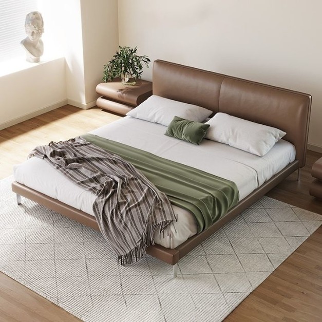 【雲貝蓓系列】極簡風家用皮床 臥室簡約模擬皮雙人床
