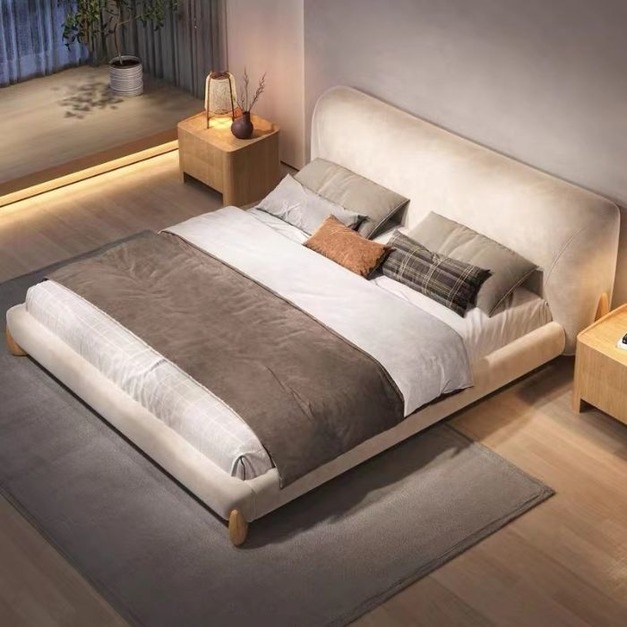 【NLOOK系列】北歐日式風格布藝磨砂布臥室雙人婚床設計師款北歐簡約床