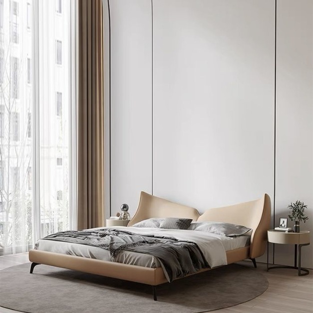 【NLOOK系列】意式極簡納帕真皮臥室婚床設計師款網紅床ins風