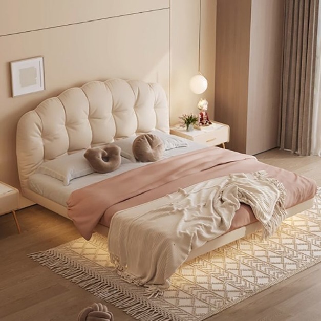 【唯綺系列】蘇菲系列 輕奢風格可莎懸浮床意式簡約臥室模擬皮雙人床