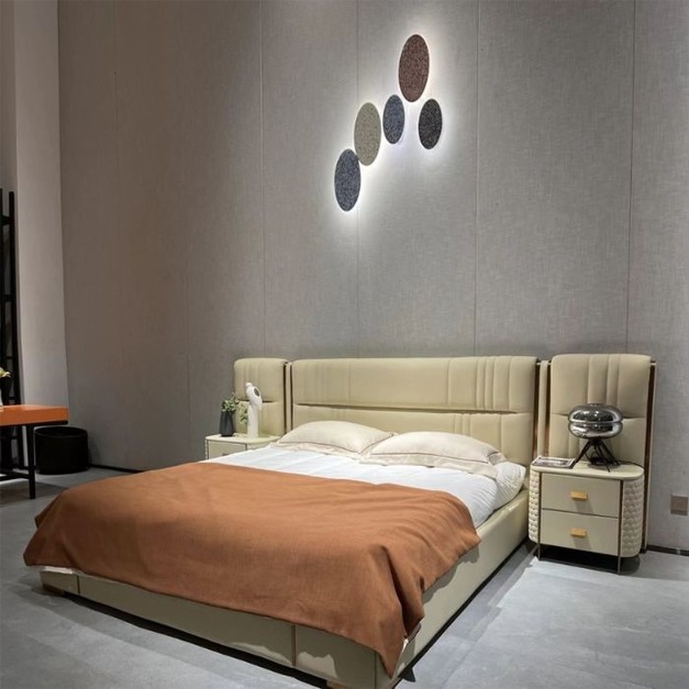 【NLOOK系列】設計師款-Novabed床 輕奢臥室家用納帕真皮大靠包雙人床