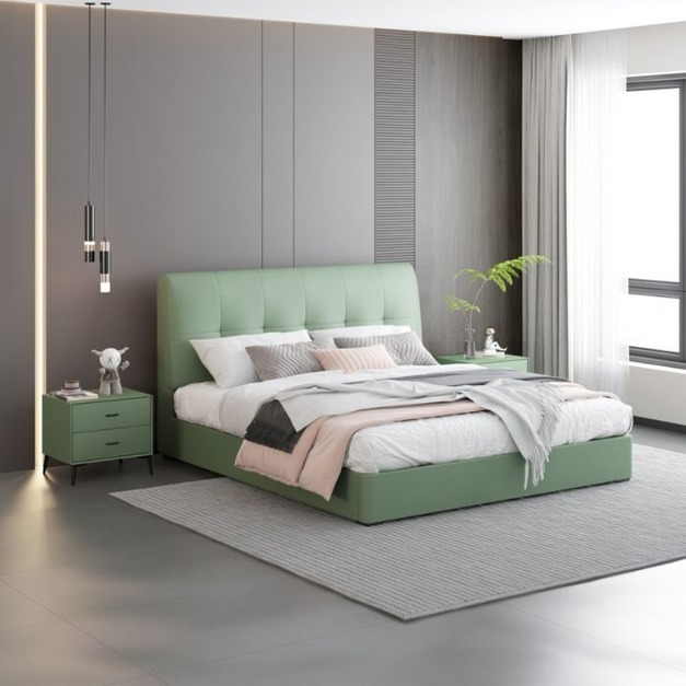 摩登奢居系列】意式極簡大氣真皮皮藝大床主臥小戶型雙人床婚床