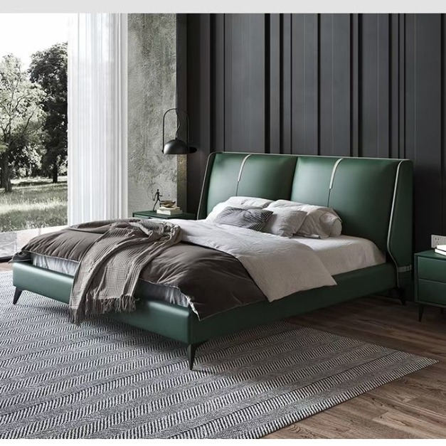 極簡皮床簡約雙人大氣主臥軟包舒適雙人床 模擬皮