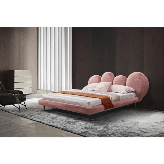 【NLOOK系列】設計師款-粉撲床 意式輕奢毛絨布軟包時尚公主床