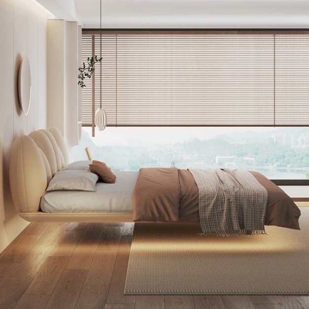 【唯綺系列】蘇菲系列 輕奢風之莫懸浮床意式簡約臥室磨砂布雙人床